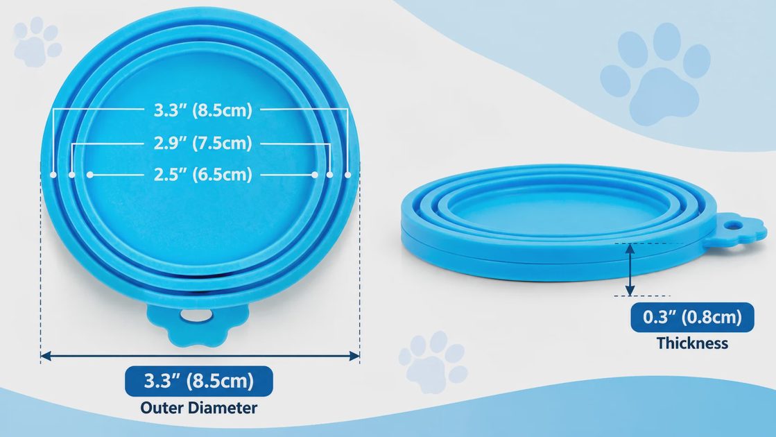 Dimension diagram showing Yobbai can lid fits 2.5, 2.9 and 3.3 inch can openings